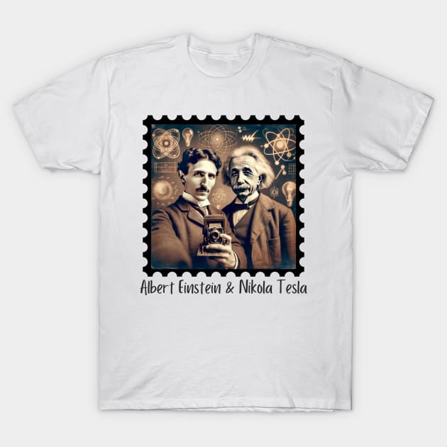 Einstein & Tesla Selfie T-Shirt by EarthisticWear